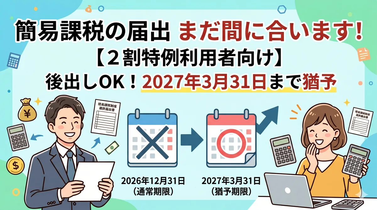 簡易課税の届出、まだ間に合います【2割特例利用者向け】